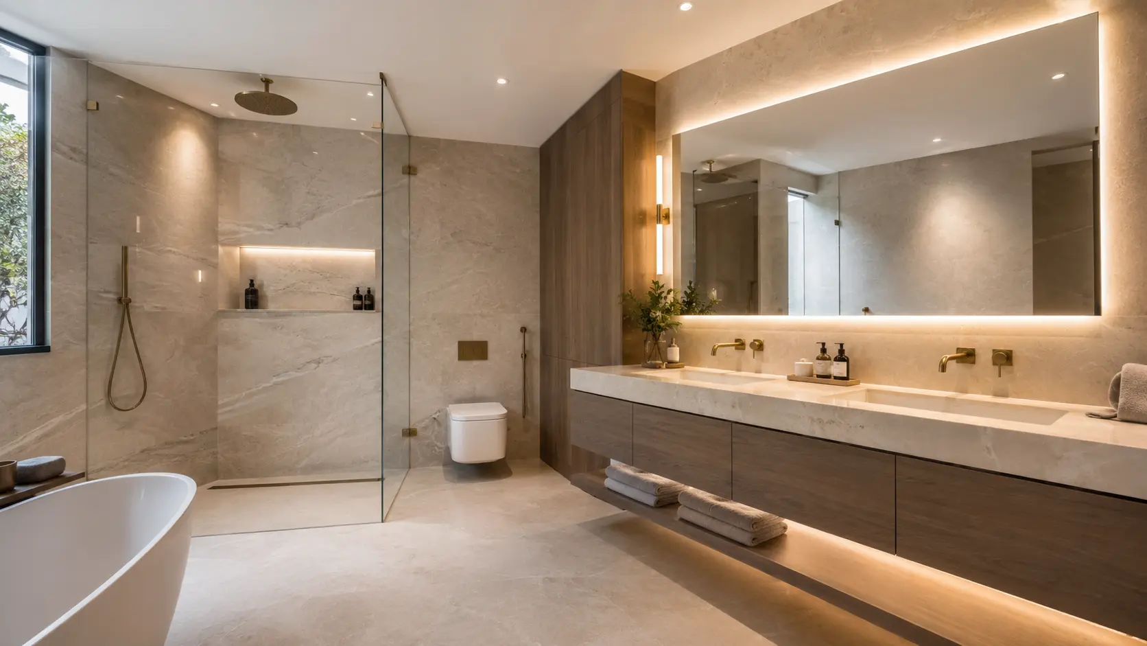 Bathroom renovation with vanity and walk-in shower, Dubai