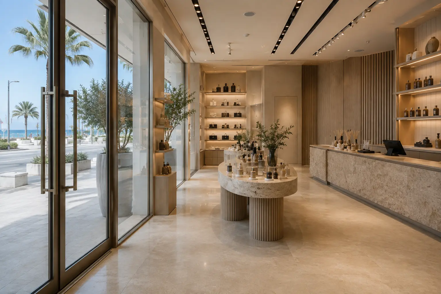 Retail store interior design with display shelving, Dubai